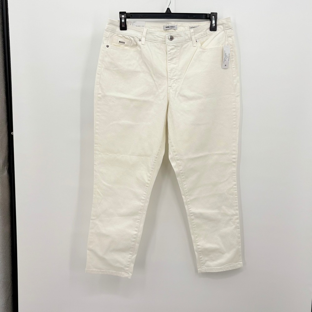 Nine West Gramercy Crop Jeans White Slim Fit Soft Twill Pants Size 16